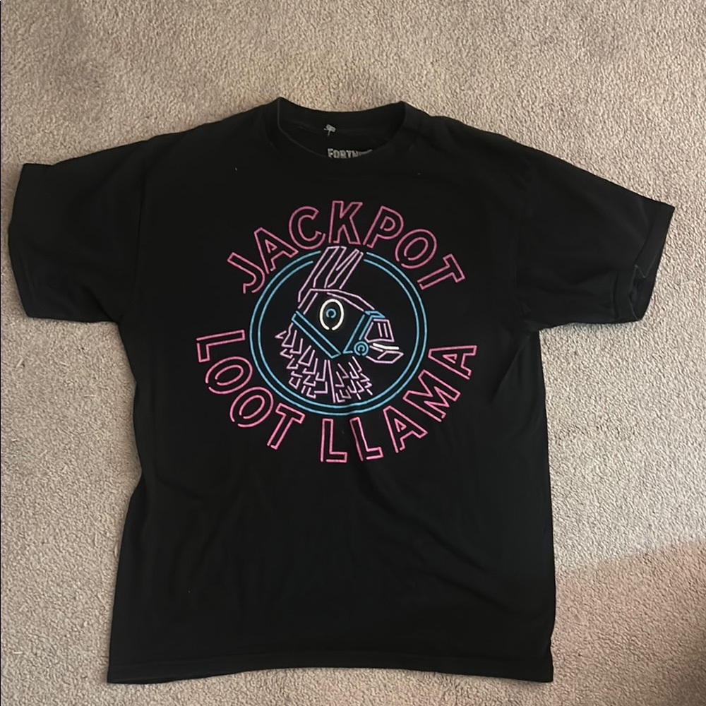 Black T-Shirt with Jackpot Loot Llama Design